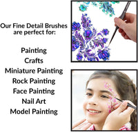 Kit de pintura en miniatura – (juego de 13) Micro detalles pinceles de pintura con estuche de transporte negro para pintar figuras de acción, modelos, arte de uñas, uñas de fantasía, acrílico, aceite, arte detallado, vidrieras y más - Arteztik

