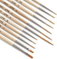 Jerry Q Art 12 pcs Pinceles Detalle, dorado, pelo sintético, alto rendimiento para aceite, acrílico y acuarela jq-503 - Arteztik

