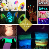 Polvo de pigmento que brilla en la oscuridad con lámpara UV – Resina epoxi en polvo luminoso para kit de slime, seguro para la piel, tinte de larga duración autobrillante para bricolaje, arte de uñas, pintura acrílica, arte fino, 0.7 oz cada uno (total 7 - Arteztik
