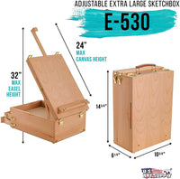 U.S. Art Supply Grand Cayman - Caballete de madera ajustable con 2 cajones, paleta de pintura, madera de haya de primera calidad, maletín de madera portátil para artistas, pintura artística, marcadores, bocetos, dibujos. - Arteztik
