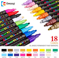 Emooqi - Juego de 18 rotuladores de pintura acrílicos para rocas, manualidades, cerámica, vidrio, madera, tela, lienzo, suministros para manualidades - Arteztik
