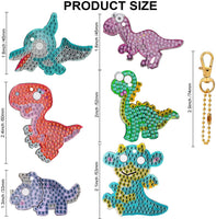 Konsait - Juego de 6 llaveros de pintura de diamante para niños y adultos, forma de dinosaurio 5D, kit completo para hacer mosaico de diamantes de imitación, pintura de diamante, llavero para niños, dinosaurios, cumpleaños, Jurásico, regalo para fiestas d - Arteztik
