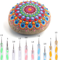 Whaline 18 piezas Mandala Art Dotting herramientas incluyendo 4 plantillas Mandala, 8 varillas acrílicas, bandeja de pintura y 5 herramientas de doble cara Dotting Tools - Arteztik
