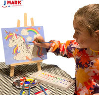 Kit de pintura acrílica de 28 piezas con bolsa de almacenamiento, 12 pinturas lavables no tóxicas, 1 caballete de madera sin arañazos, 6 lienzos en blanco de 8 x 10 pulgadas, 5 cepillos, 10 paletas de pozos - Arteztik
