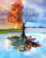 Kit de pintura al óleo DIY por números para adultos para principiantes – árbol de la vida de cuatro estaciones de 16 x 20 pulgadas - Arteztik
