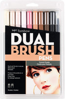 Tombow 56170 - Rotuladores de doble pincel, retrato (10 unidades), color negro - Arteztik
