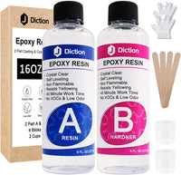 Resina epoxi – 16 oz Art Resin, Kit de resina transparente, epoxi Casting y recubrimiento para arte, joyas, vasos, mesas de río, fácil mezcla 1:1 resina epoxi con palos, copas graduadas y guantes - Arteztik
