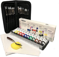 Juego de pintura acrílica – Suministros de pintura profesional – Tubos de pintura de 0.7 fl oz x 12, paneles de 8 x 10 x 6, 15 pinceles, cuchillo de pintura y esponja – Kit para adultos, adolescentes, estudiantes - Arteztik
