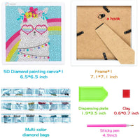 BeYumi - Kit de pintura de diamantes 5D para niños - Kit de pintura de diamantes de imitación de cristal con marco blanco, mosaico para hacer arte y decoración de pared para el hogar, 7 x 7 pulgadas - Arteztik
