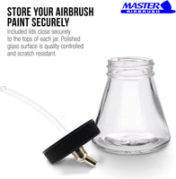 Master aerógrafo marca caja de 10-each tb-010 aspiradora 2.7-ounce, (80cc) botellas de vidrio con ángulo de 30 ° adaptador tapa tarros de montaje tapa adaptador dual-action sifón Air Brush Depot aerografía accesorios, funciona con Dual Action Master, Badg - Arteztik

