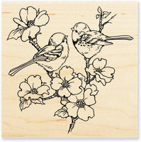 Stampendous W196 madera sello, Dogwood pájaros - Arteztik
