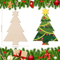 4 piezas de 15.1 x 10.0 in, adornos de madera sin terminar, árbol de madera, recorte en blanco, forma de árbol de Navidad para fiesta de Navidad, decoración de bricolaje - Arteztik
