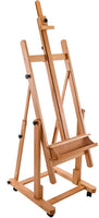 US Art Supply Malibu extragrande H-Frame Deluxe – Caballete de madera Studio con inclinación ajustable y ruedas Caster - Arteztik
