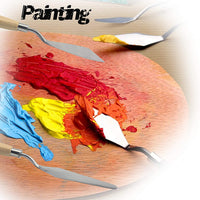 AebDerp - Juego de 5 cuchillos de paleta grande para óleo, lienzo, acrílico, pintura al óleo, rasqueta, pala, cuchillo de pintura con mango de madera - Arteztik

