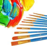 Juego de pinceles de pintura, 2 paquetes de 20 cepillos de nailon para el pelo para acrílico, punta redonda, pintura al óleo, acuarela, artista profesional, pinceles de pintura, kits de pintura de calabaza de Halloween, suministros para manualidades - Arteztik
