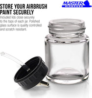 Master Airbrush (paquete de 10) TB-003 Botellas vacías de 3/4 onzas (22cc) con tapa adaptador de ángulo inferior de 60° – Se adapta a aerógrafos de alimentación de sifón de una sola acción, uso con Master Badger Paasche, Iwata - Arteztik

