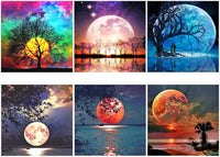 XPCARE - Juego de 6 pinturas con diamantes de imitación de luna para decoración de pared del hogar (lienzo de 12.0 x 12.0 in) - Arteztik
