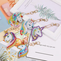 MWOOT - Llavero de pintura de diamante con patrón de unicornio, 5D con diamante de imitación de diamante de imitación para hacer mosaicos, manualidades para bolso y bolso - Arteztik
