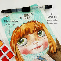 SCHPIRERR FARBEN Art Supplies - Juego de acuarelas para viaje (48 acuarelas, 20 hojas de papel de acuarela de 8.11 oz/m², 2 pinceles de acuarela, 1 paleta de acuarela de mezcla) - Arteztik
