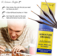 Juego de pinceles de pintura en miniatura. Juego de 4 pinceles de pintura para acuarela acrílica, aceite y martillo de guerra Nail Airplanes Art Craft Game DND Miniatures Figurines - Arteztik
