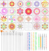 Kyrieval Mandala Dotting Tools Set con plantillas para rocas madera pintura de pared y proyectos de arte para colorear (54 piezas) - Arteztik
