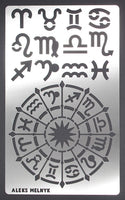 Aleks Melnyk #29a - Plantilla de metal, diseño de signos del zodiaco, astrología, acero inoxidable, 1 unidad, herramienta de plantilla para quemar madera, pirografía y grabado, álbumes de recortes, manualidades, bricolaje - Arteztik
