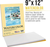 U.S. Art Supply - Bloc de papel para pintura de acuarela (9.0 x 12.0 in, 6.70 oz/m²), almohadilla de 24 hojas (paquete de 2 almohadillas) - Arteztik
