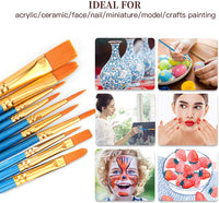 Juego de pinceles de pintura acrílica, juego de 2 unidades / 20 pinceles profesionales para acuarela, aceite, miniatura, detalles, pintura facial, pincel con pelo de nailon suave para artista, lienzo, uñas, niños, pintura - Arteztik
