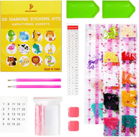 Sinceroduct - Juego de 64 pegatinas de pintura con diamantes 5D para niños y adultos principiantes, pintura en forma de palo marcada con diamantes por números, más lindos animales, dinosaurios, regalo para niños - Arteztik
