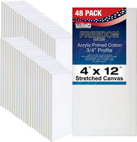 U.S. Art Supply - Lienzo estirado de 3.9 x 11.8 in, 12 onzas, imprimado, paquete de 6, profesional blanco en blanco de 0.7 in, perfil pesado, Gesso sin ácidos, paquete a granel, pintura, vertido de acrílico, pintura al óleo - Arteztik

