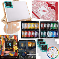 MEEDEN - Juego de 72 piezas de pintura acrílica con caballete de madera de haya, juego de pintura acrílica de 48 × 0.7 fl oz y todos los suministros adicionales, kit de herramientas de pintura para artistas principiantes, estudiantes y niños - Arteztik

