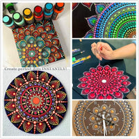 Mandala Dotting Tools con bolsa de almacenamiento con cremallera para rocas de pintura de uñas, BonnII 53 unidades de plantillas kits de bolígrafo de pintura de puntos, herramientas de pintura de bola, lápiz táctil, pinceles, bandeja de pintura para color - Arteztik
