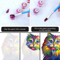 MITCIEN - Juego de 2 juegos de pintura por números para niños y adultos y principiantes, kits de regalo de pintura al óleo para bricolaje de 13.4 x 16.5 pulgadas (con marco de madera) – Colorido gato y perro - Arteztik
