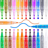 24 rotuladores acrílicos de alta calidad, doble paquete de punta extra fina y media, para pintura de roca, cerámica, plástico, taza, madera, lienzo, tela, manualidades y mucho más. Secado rápido, no tóxico, a base de agua. - Arteztik
