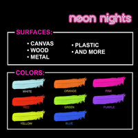 neon nights brilla en la oscuridad - pintura luminosa, fosforescente, autoiluminante, 8 unidades - Arteztik
