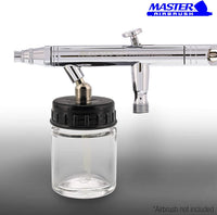 Master Airbrush (Pack of 10) TB-002 Empty 3/4 Ounce (22cc) Glass Jar Bottles with 30° Down Angle Adaptor Lid Assembly - Fits Dual-Action Siphon Feed Airbrushes, Use with Master, Badger, Paasche, Iwata - Arteztik
