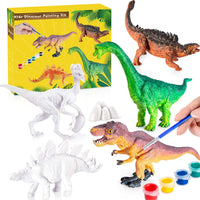 Kit de pintura de dinosaurios para niños – 8 juguetes de dinosaurio de pintura para niños + 5 acuarelas + 4 cepillos + 8 platos de pintura, juego de pintura de dinosaurio 3D, artes y manualidades para niños – Pinta tus propias manualidades de dinosaurio - Arteztik

