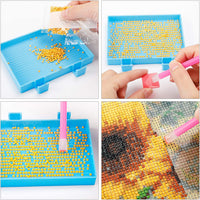 Outuxed - Juego de herramientas de punto de cruz con diamantes 5D para manualidades, 127 piezas, con 28 ranuras y caja de bordado de diamantes y pegatinas para manualidades - Arteztik
