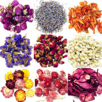 Oameusa Flores secas, kit de flores secas, fabricación de velas, fabricación de jabón, AAA rosa de grado alimenticio, flor de jazmín, lavanda, pétalo de rosa, lavanda, lirio, 9 bolsas - Arteztik
