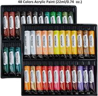 MEEDEN - Juego de 72 piezas de pintura acrílica con caballete de madera de haya, juego de pintura acrílica de 48 × 0.7 fl oz y todos los suministros adicionales, kit de herramientas de pintura para artistas principiantes, estudiantes y niños - Arteztik
