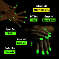 Polvo brillante en la oscuridad –pigmento luminoso en polvo fluorescente UV neón cambio de color luminiscente fosforescente termocrómico tinte polvo Glo para uñas de limo Resina Pintura acrílica Tinta no tóxica
