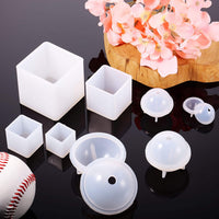 Molde de resina de 8 piezas, molde cuadrado de resina y cubo de moldeo de esfera redonda, molde de silicona epoxi, moldes de bolas para manualidades - Arteztik
