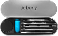 Juego de herramientas de acero inoxidable para tallar cera de 6 piezas, contenedor de silicona y estuche de transporte de metal protector incluido. - Arteztik
