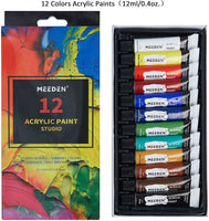 Juego de 22 piezas de pintura acrílica Meeden con caballete de mesa de 11.8 in, 12 colores de pinturas acrílicas, 3 paneles de lienzo, 5 pinceles de pintura y paleta de madera, regalo perfecto para niños y artistas principiantes - Arteztik
