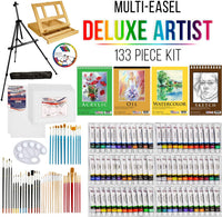 US Art Supply juego de 133 unidades de elementos de arte, caballete de madera, caballete de aluminio, pinturas y accesorios para artistas - Arteztik
