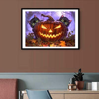 Halloween Decorations DIY 5D Diamond Painting by Number Kits Full Drill Rhinestone Pictures Painting Arts Craft for Home Wall Decor (12” x 10”,Halloween Pumpkin) - Arteztik
