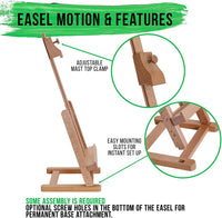 U.S. Art Supply - Caballete de estudio con marco en H de madera, 16.0 in, caballete ajustable para pintura y exhibición de madera de haya de hasta 12.0 in, soporte portátil resistente para mesa de trabajo de escritorio - Arteztik
