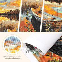 Chrider DIY 5D Kit de pintura de diamante por número para adultos, perforación completa de diamantes de imitación de cristal para bordar cuadros de punto de cruz arte para decoración de pared del hogar Sunset paisaje barco 12"x 16" - Arteztik
