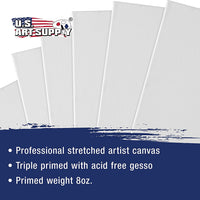 U.S. Art Supply - Paquete de 8 lienzos estirados de 9.0 x 12.0 in, profesionales, color blanco, perfil de 0.7 in, peso pesado, Gesso sin ácidos, para pintar, verter acrílico, pintura al óleo - Arteztik
