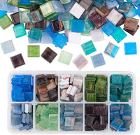 PH PandaHall 300 piezas de mosaico de vidrio chips de 10 colores cuadrados azulejos de mosaico para manualidades, placas, jarrones, marcos de fotos, macetas, joyas hechas a mano - Arteztik
